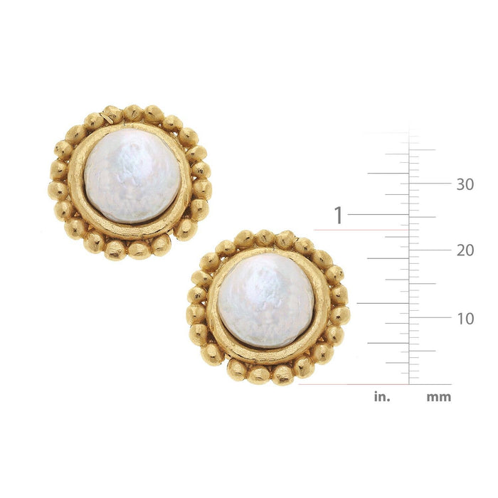 Gold with Coin Pearl Pierced Earrings by Susan Shaw