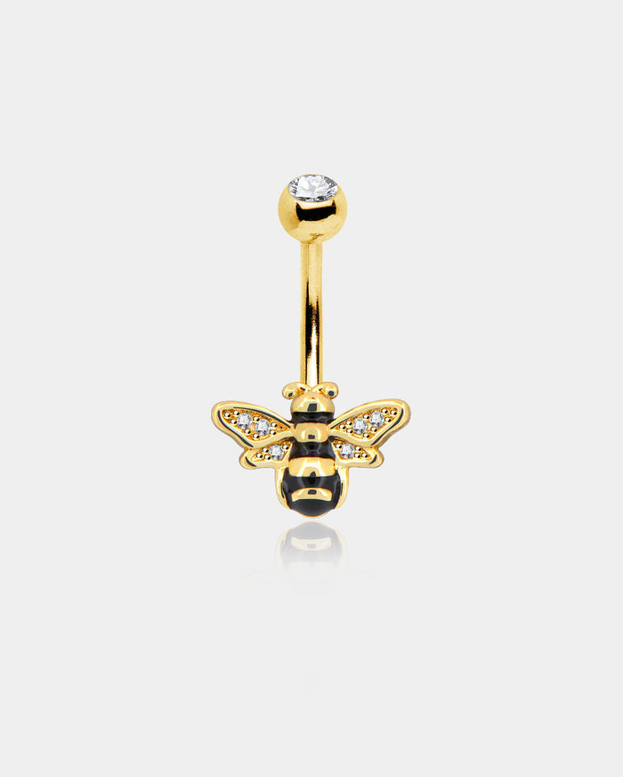14G Golden Bee Belly Button Ring Stainless Steel Body Jewelry - OUFER BODY JEWELRY