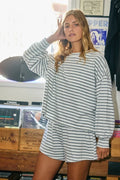 Grey & Ivory Stripe Comfy Short