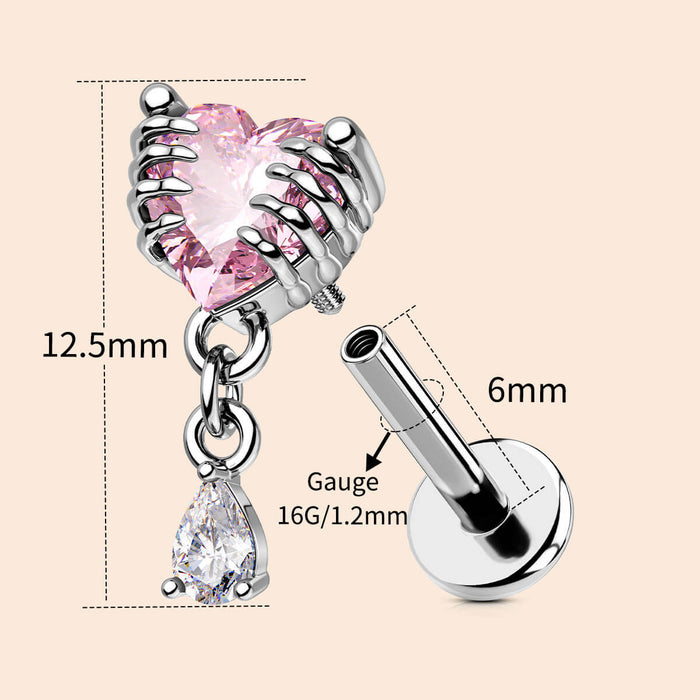 16g heart cartilage earring