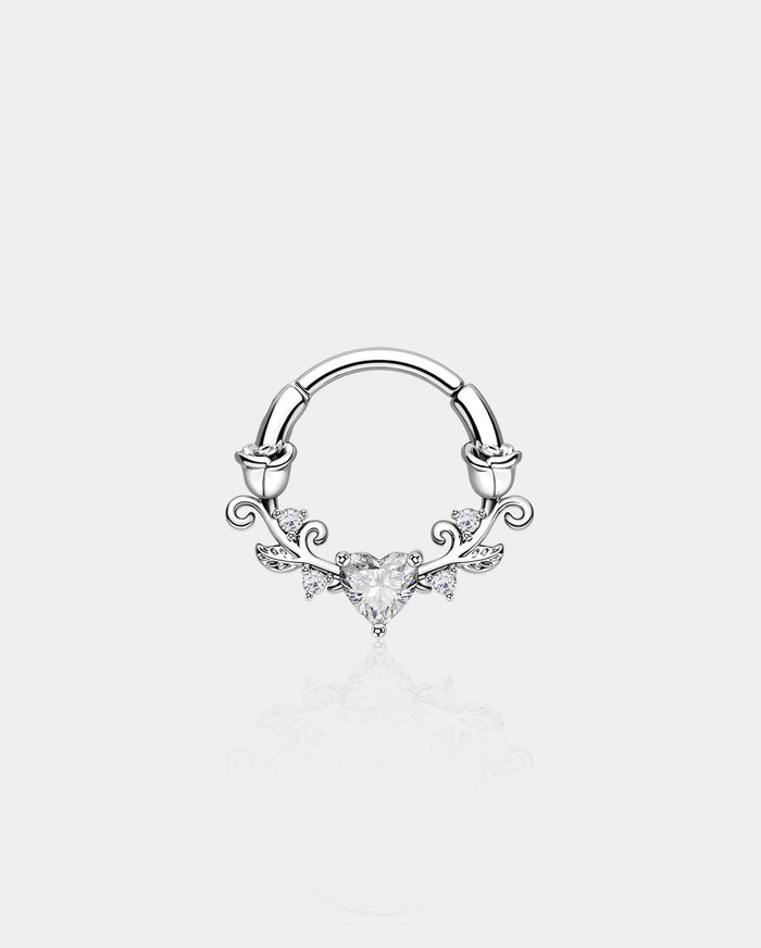 Heart CZ Roses Segment Septum Ring