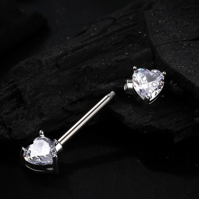 Heart  CZ Titanium Nipple Jewelry