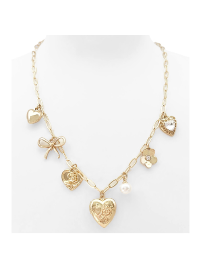 Hearts & Bows Charm Necklace