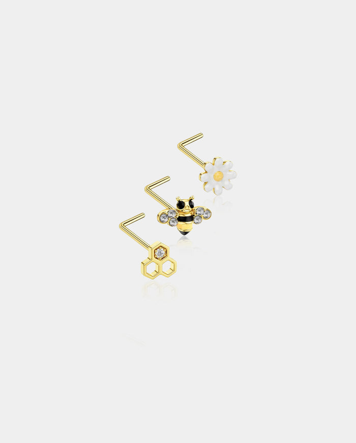 Honey/ Flower/ Bee Nose Stud Set