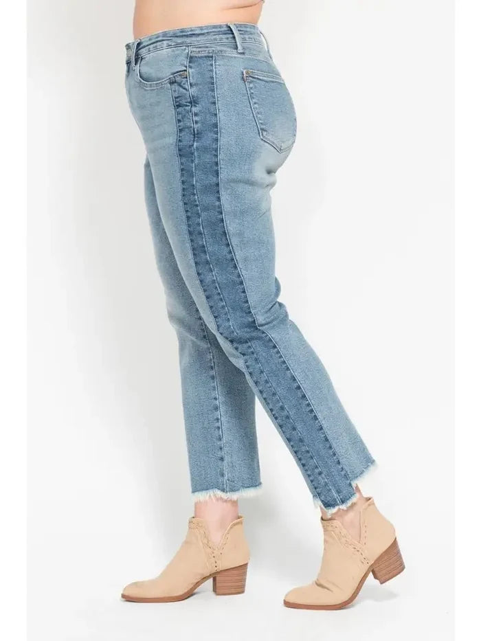 Hw Vintage Wash Side Panel Detail & Hi Lo Fray Hem Slim