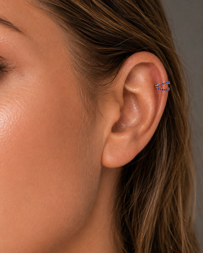 Independence Day-- CZ Double Hoop Segment Nose Ring