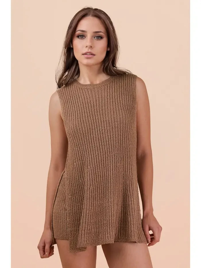 Knit Sweater Comfy Top & Shorts Set