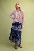 LACE BOTTOM KNITTED CARDIGAN
