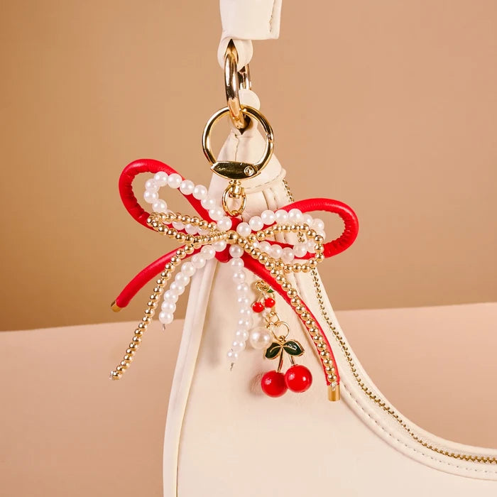 Layered Bows Bag Charm Cherry Bliss