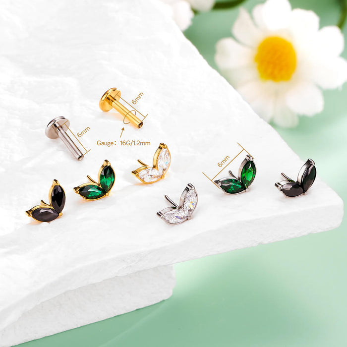 Leaf Threadless Push Pin Helix Stud