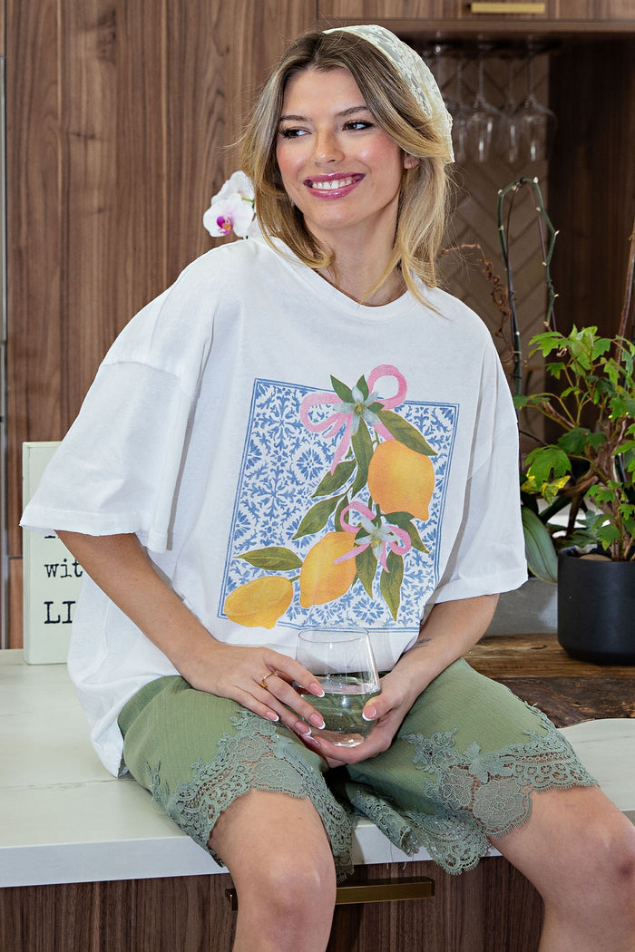 Lemon Printed Graphic Tee Shirt