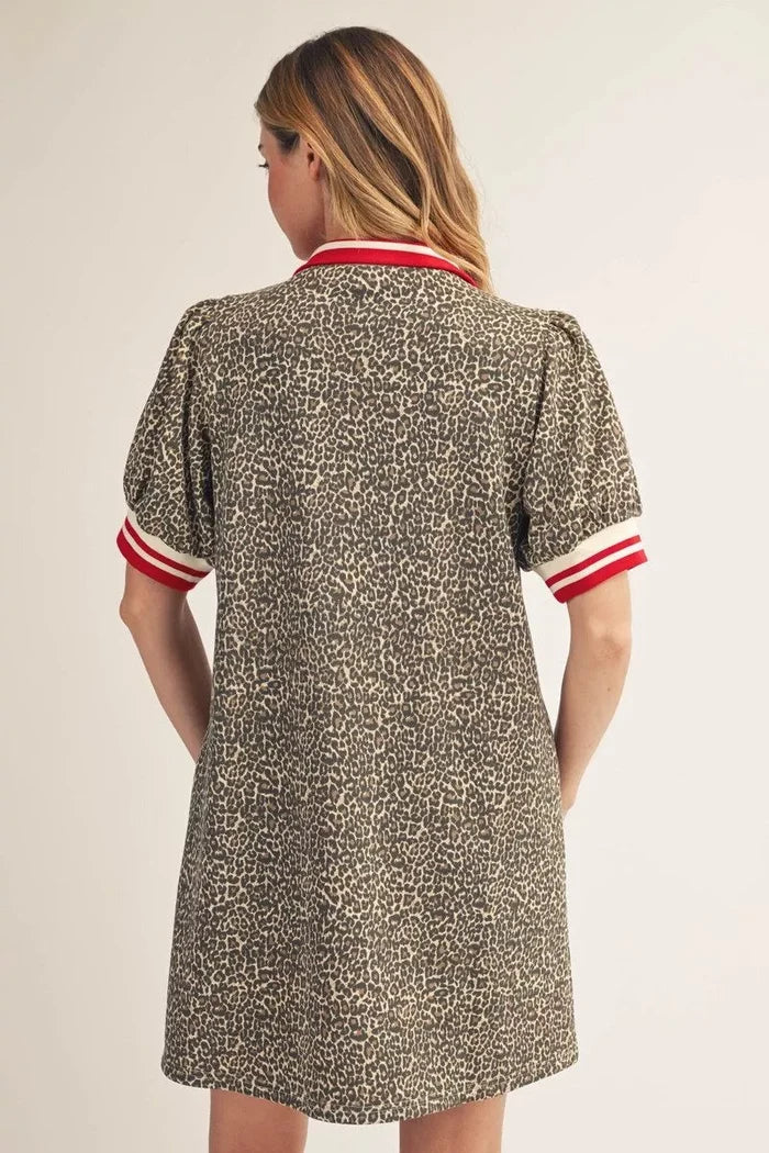 Leopard Front Zip Mini Dress