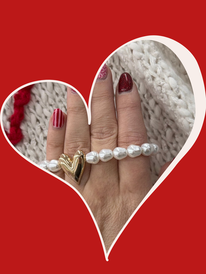 Love Heart & Pearl Bracelet