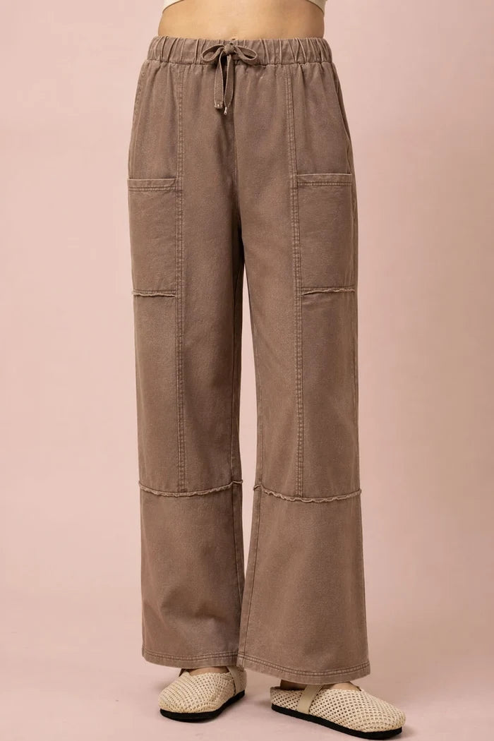 Mineral Washed Wide Leg Pants