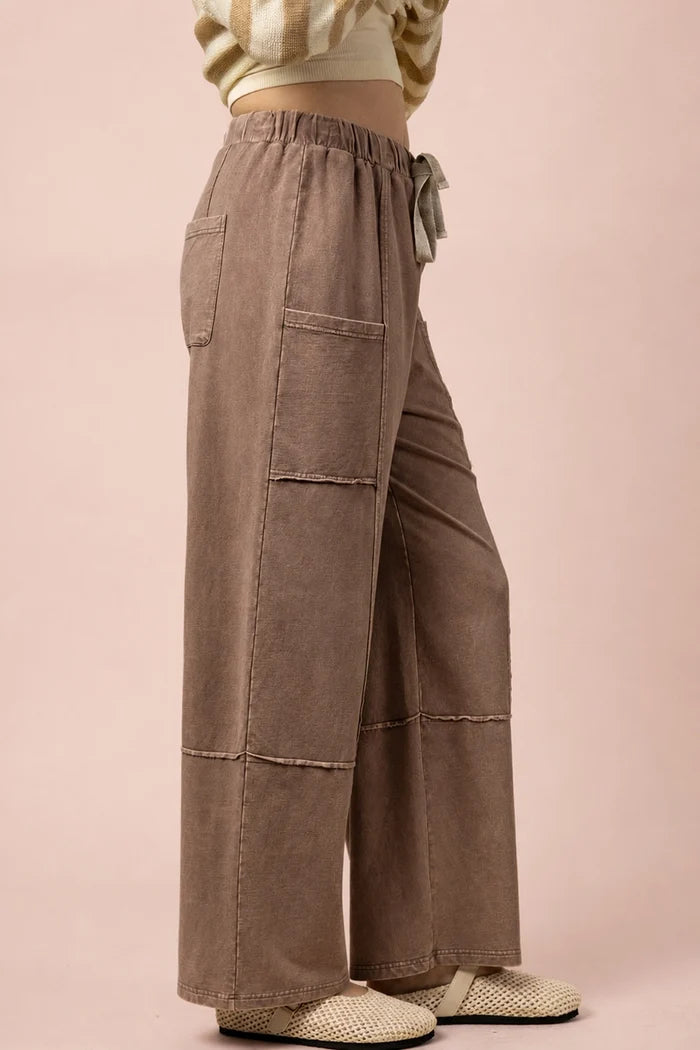 Mineral Washed Wide Leg Pants