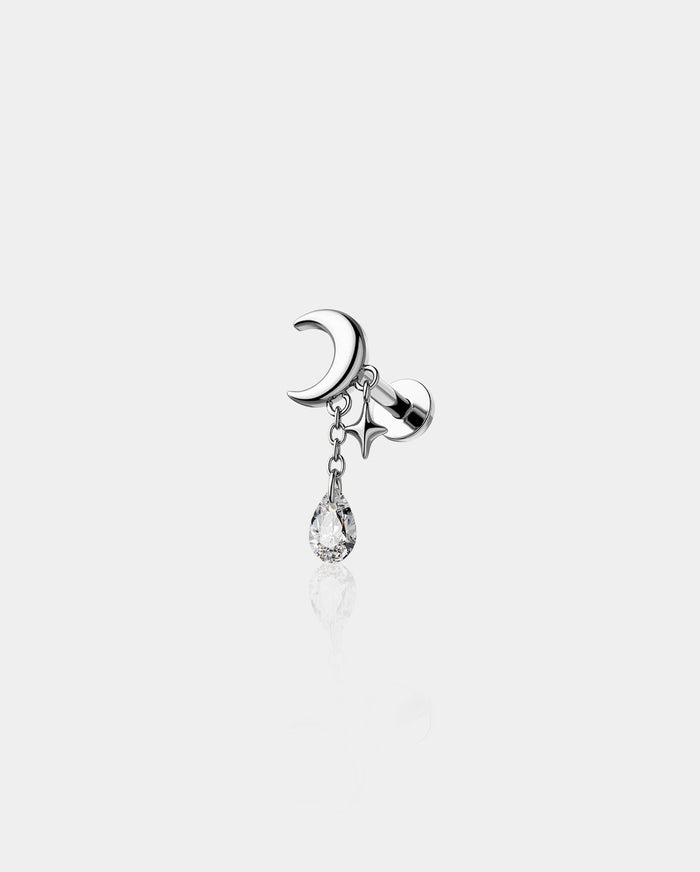 oufer moon & Star cartilage stud
