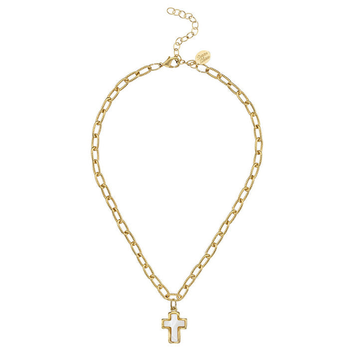 Mother of Pearl Cross Necklace by Susan Shaw