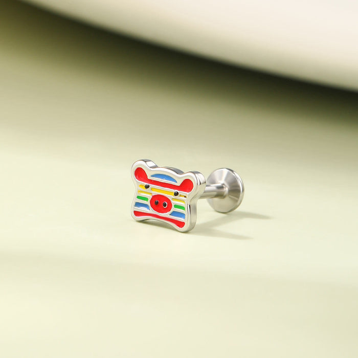 flat back rainbow pig cartilage stud