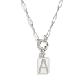 Pave Initial Pendant Necklace with Paperclip Chain