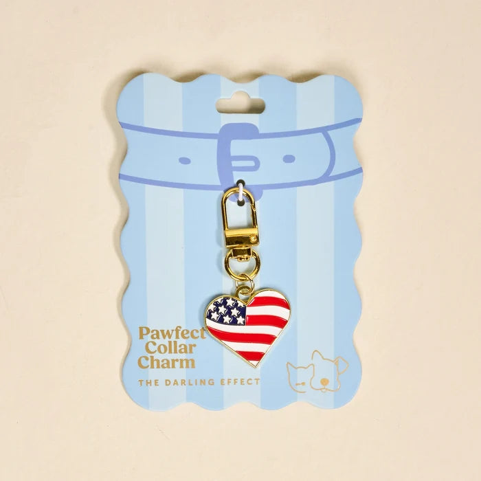 Pawfect Collar Charm–Americana Heart
