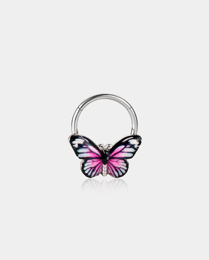 pink butterfly septum ring