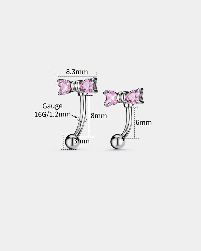16g 8mm pink bow eyebrow piercing ring