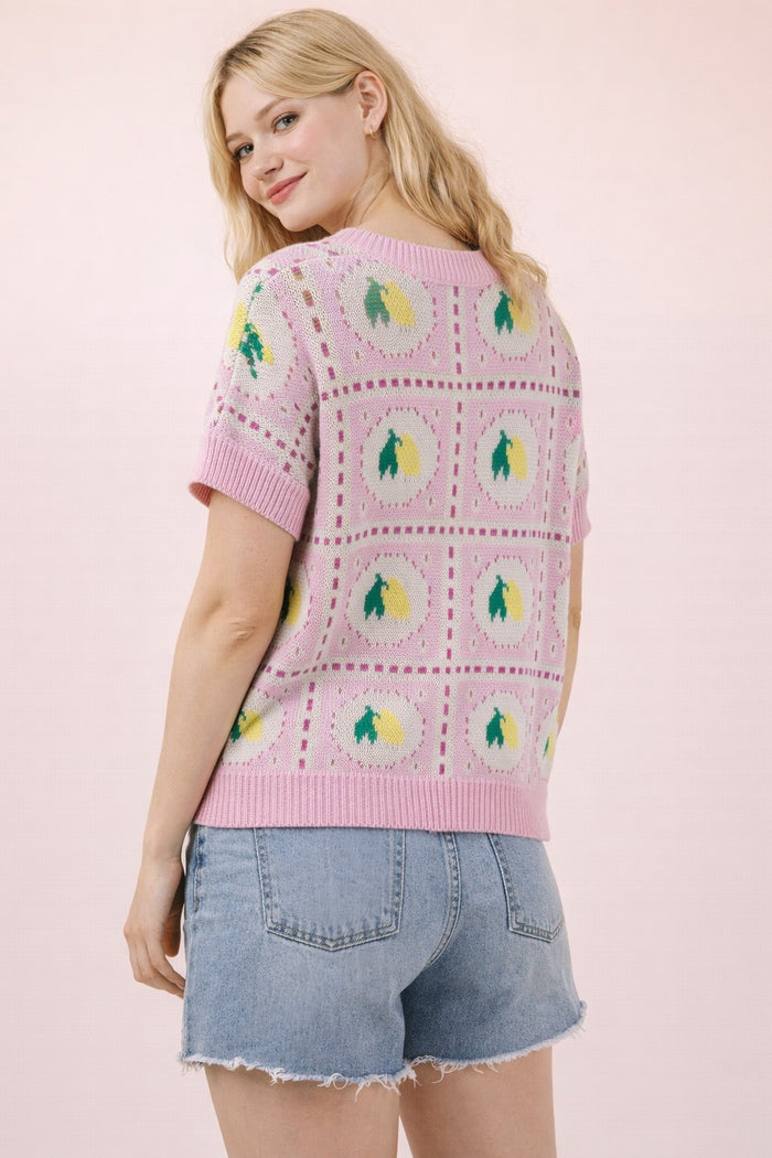 Pink Lemonade Short-Sleeve Sweater