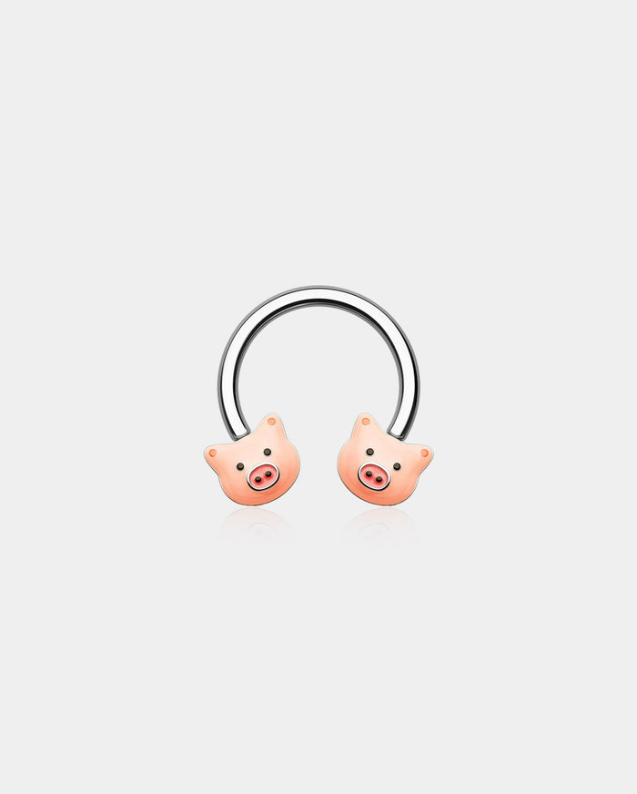 Pink Pig Horseshoe Septum Ring