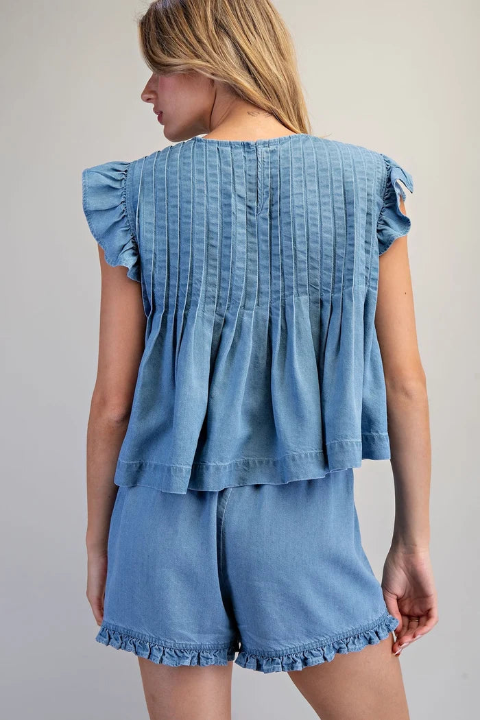 Pintuck Pleated Peplum Blouse