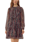 mini dress, multi color dress, long sleeve dress, high neck dress, fall dress