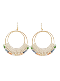 Raffia Hoop Earrings with Colorful Beads