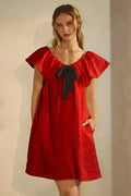 Red Textured Mini Dress*Final Sale
