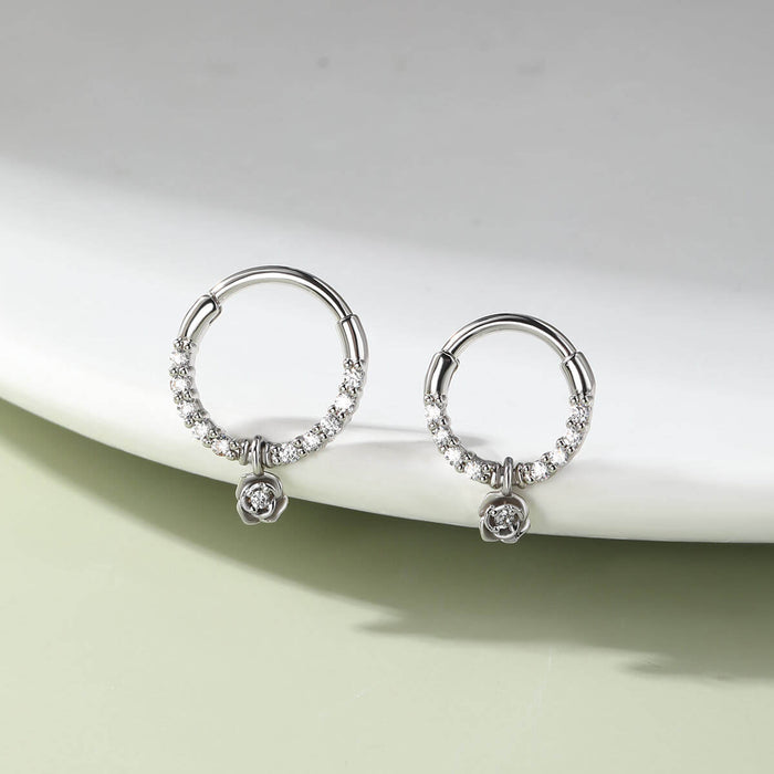 oufer rose dangle septum ring