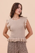 Ruffled Sweater Knit Top