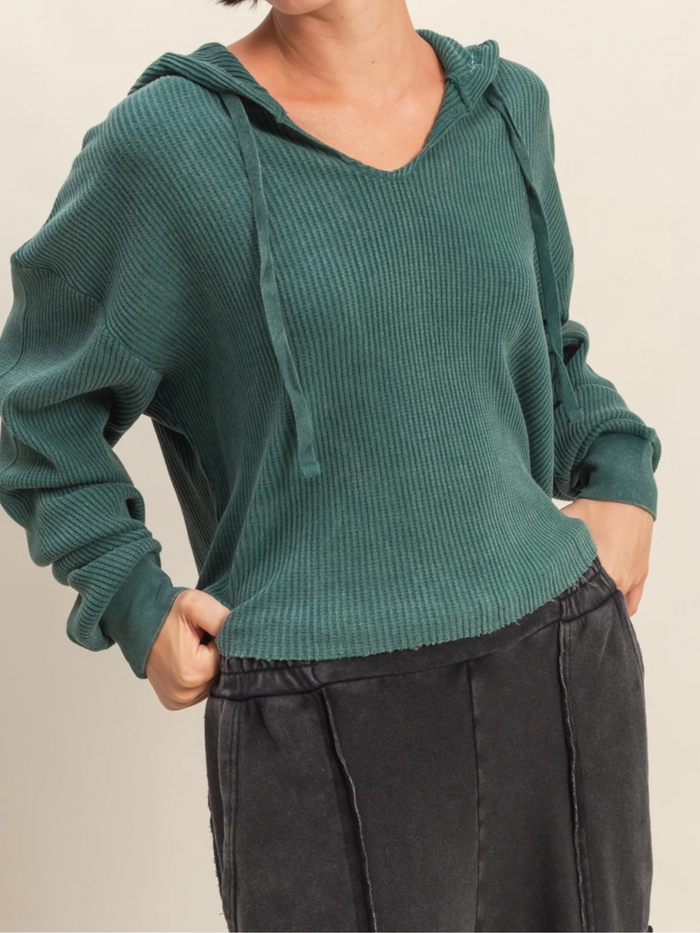 Jordan's Cropped Waffle Hoodie*FINAL SALE*