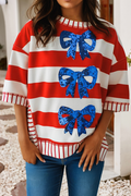 Sequin Bow isPatriotic Half Sleeve Top