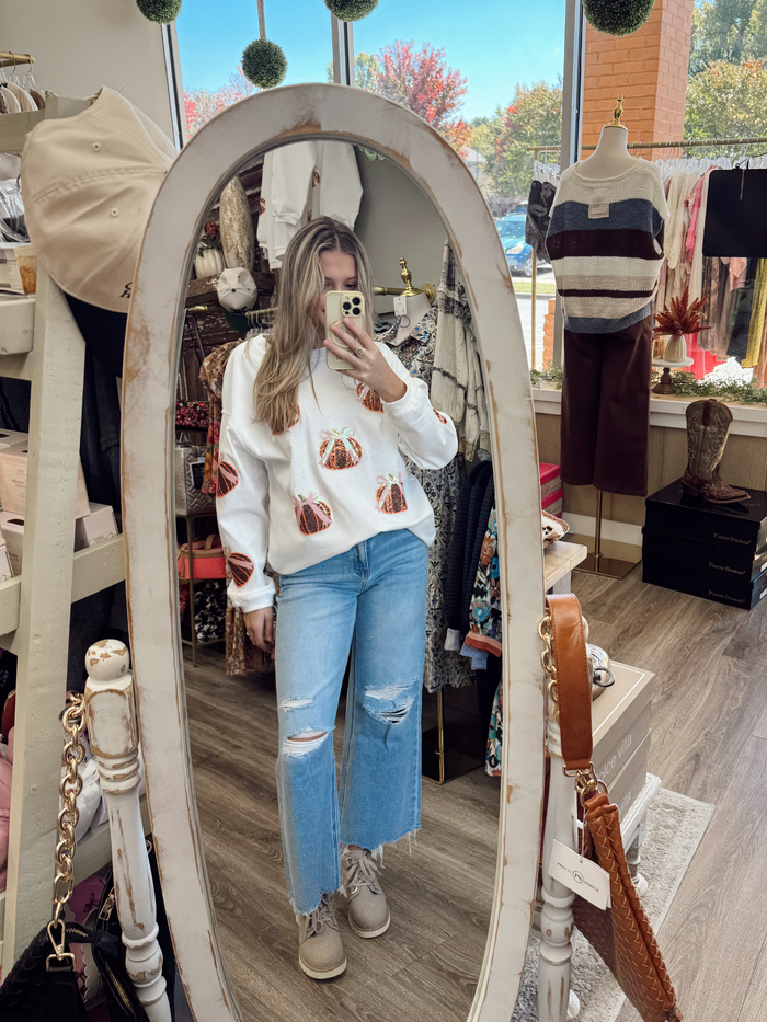 Sequin Pumpkin Sweatshirt *Final Sale*