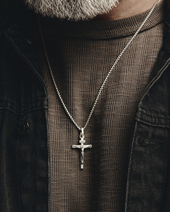 Silver cross CRUCIFIXION of JESUS. INRI