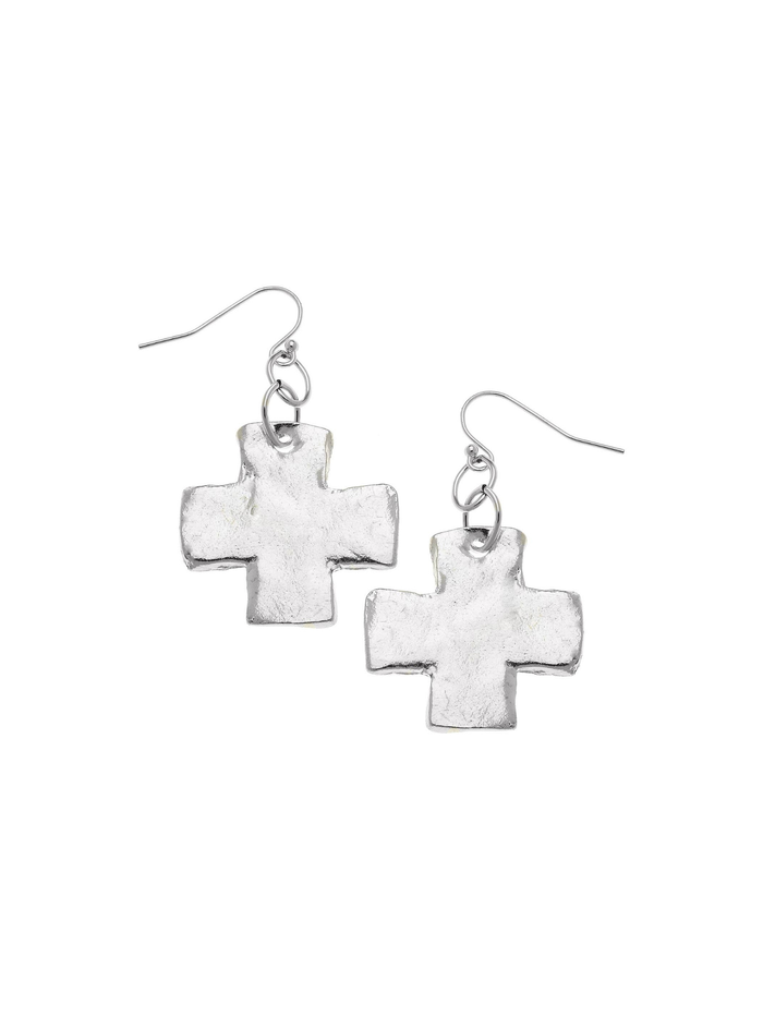 Silver Cross Earrings by Susan Shaw