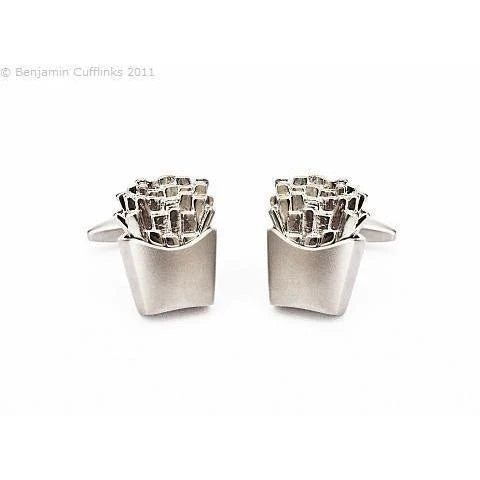 Silver Fries Chips Cufflinks