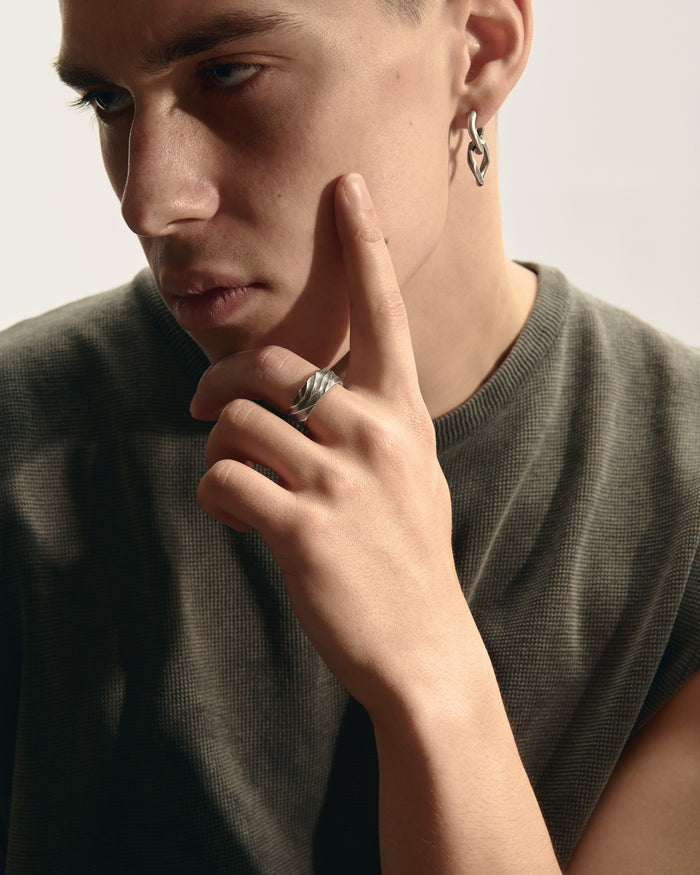 Silver monoearring DUAL