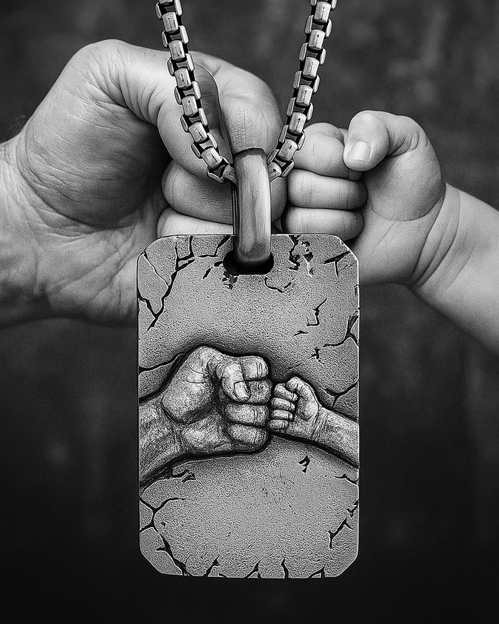 Silver pendant FATHER AND SON