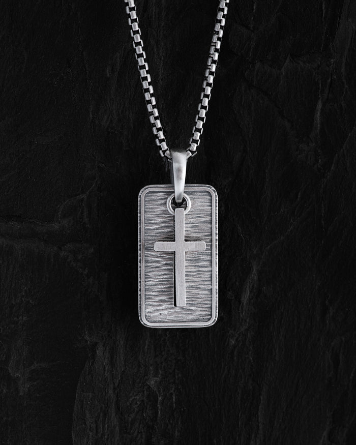 Silver pendant OUR FATHER with a cross