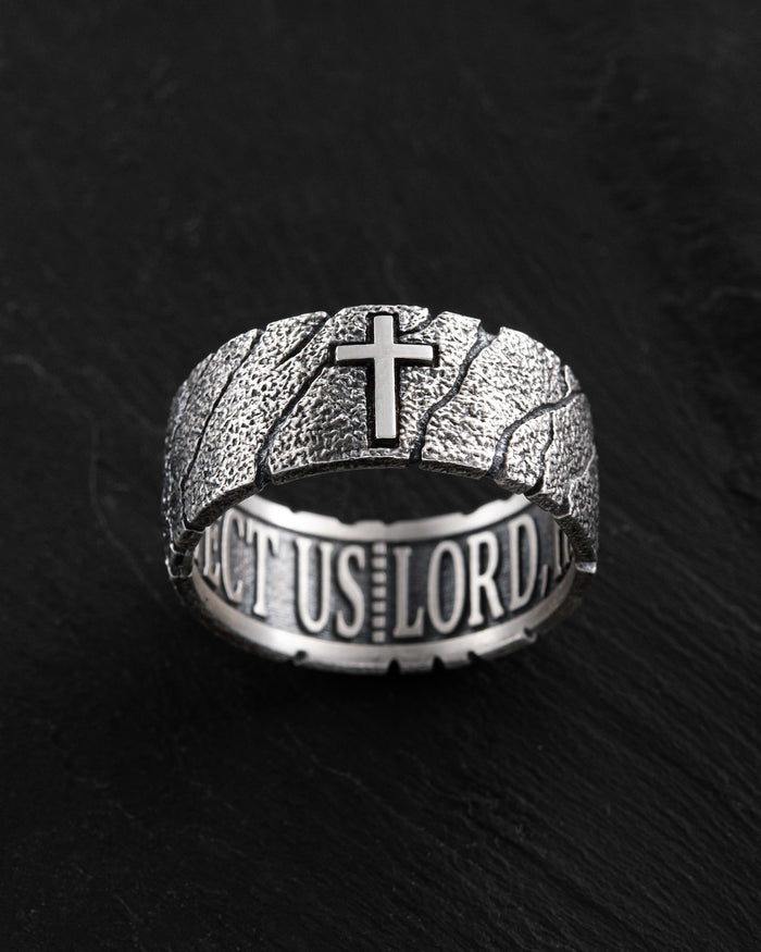 Silver ring GOD'S SHIELD