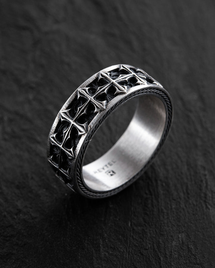 Silver ring GOTHIC CROSS