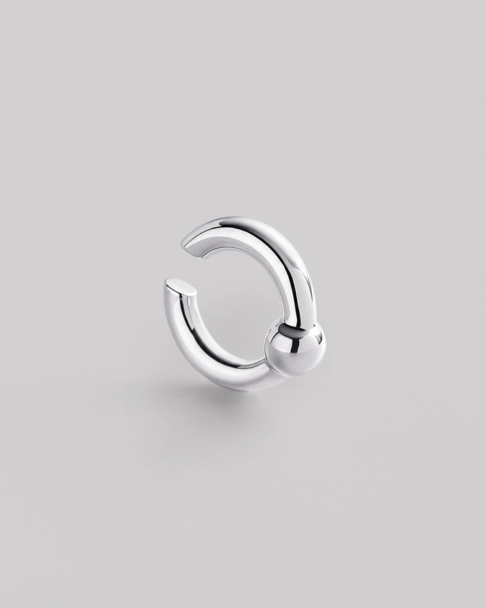 Silver single earring - cuff BUBBLE