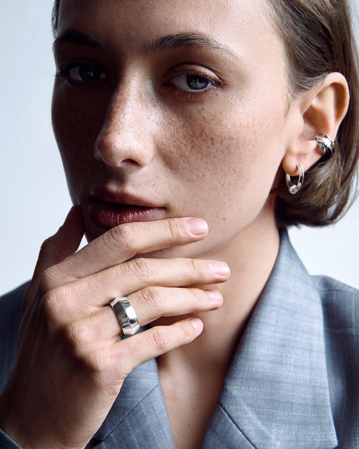 Silver single earring - cuff LUCENT