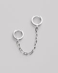 Silver single earring CHAIN (for two piercings)