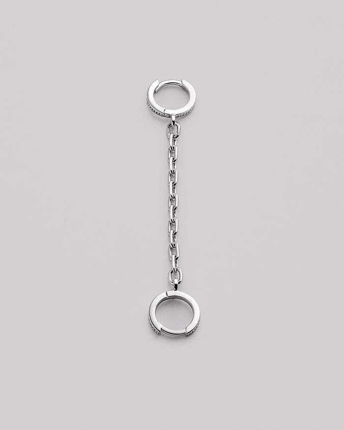 Silver single earring CHAIN (for two piercings)