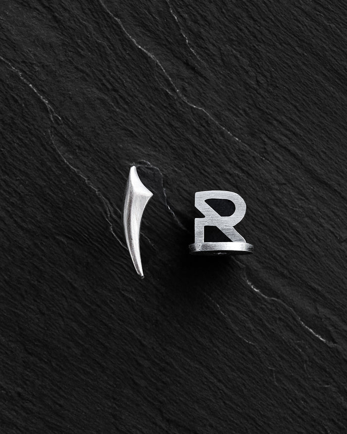 Silver single earring FANG